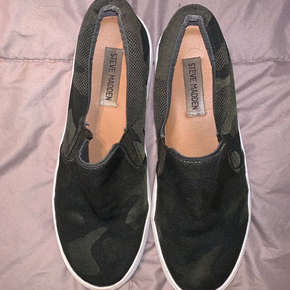 Camo Steve Madden Slip Ons